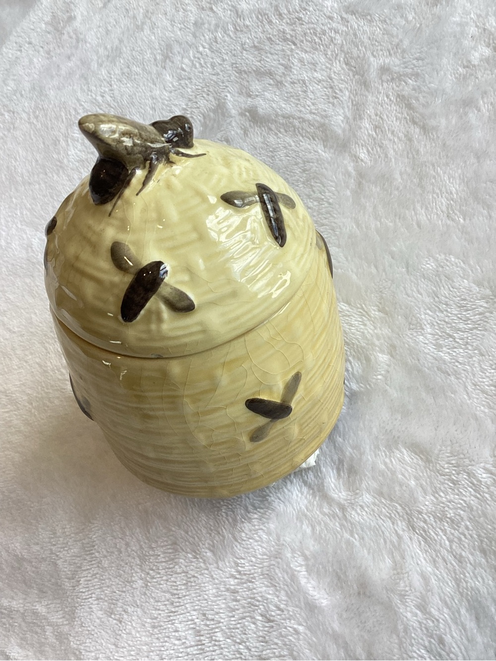 🇩🇪Vintage Ceramic Honey Pot Beehive Bees Made in ‘West’ Germany Yellow - Picture 6 of 15